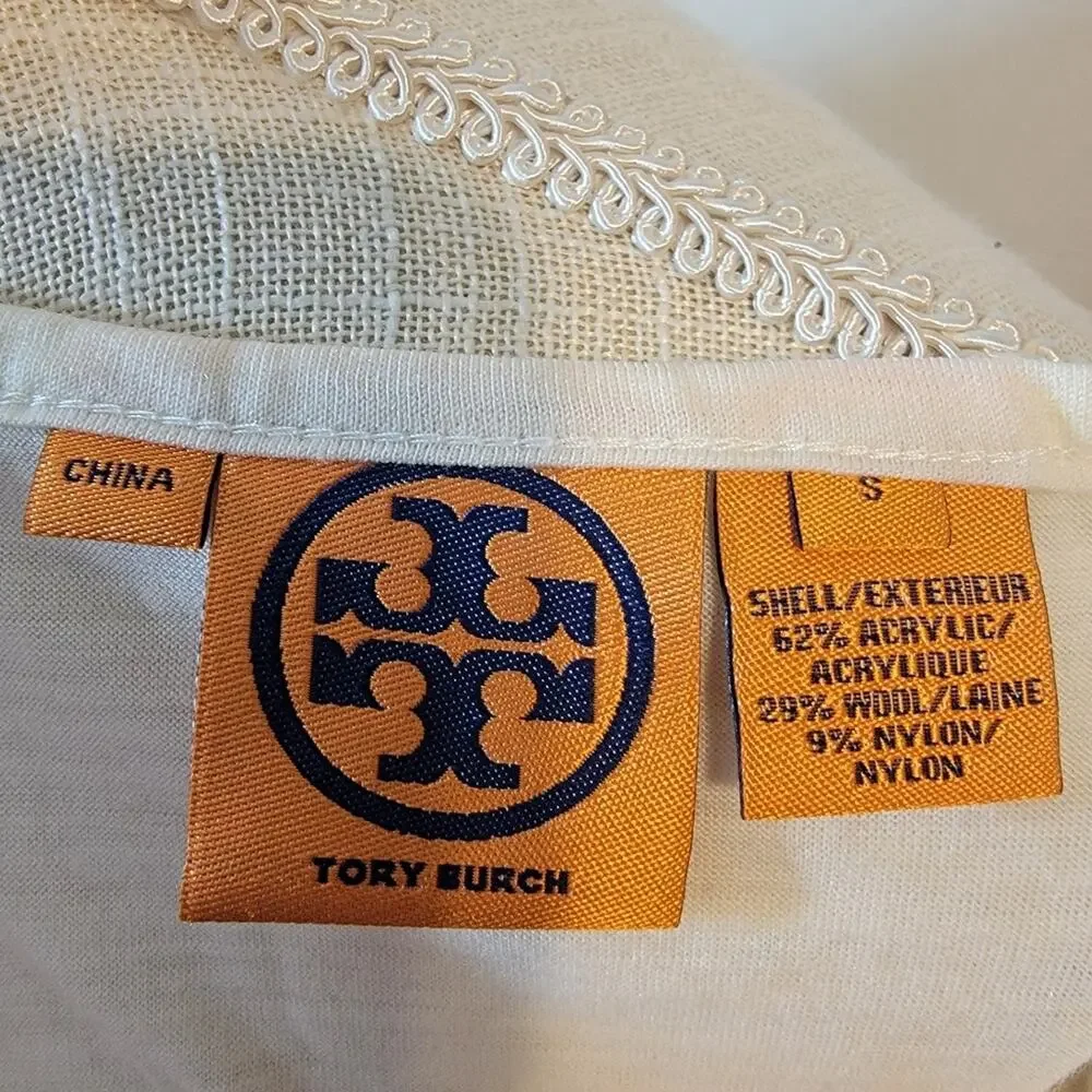 Tory Burch Cream Pintuck Ruffle Front Sleeveless Blouse Size Small